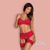 Obsessive - Jolierose 3-pcs set L/XL - Red